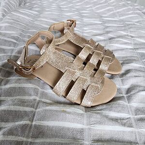 monkey feet gold glitter sandals
